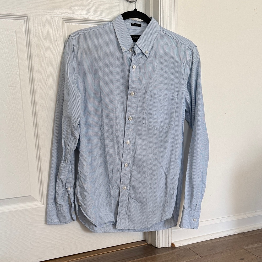 J. Crew Men's Light Blue Button-Down Dress Shirt Small Slim